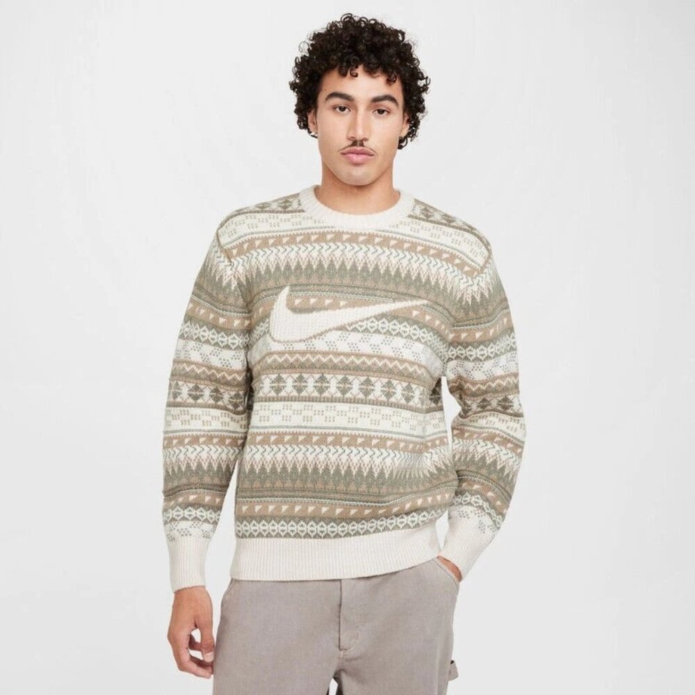 RARE Nike Fair Isle Big Swoosh Sweater Men's Size 2XL Wool Blend Jacquard NWT